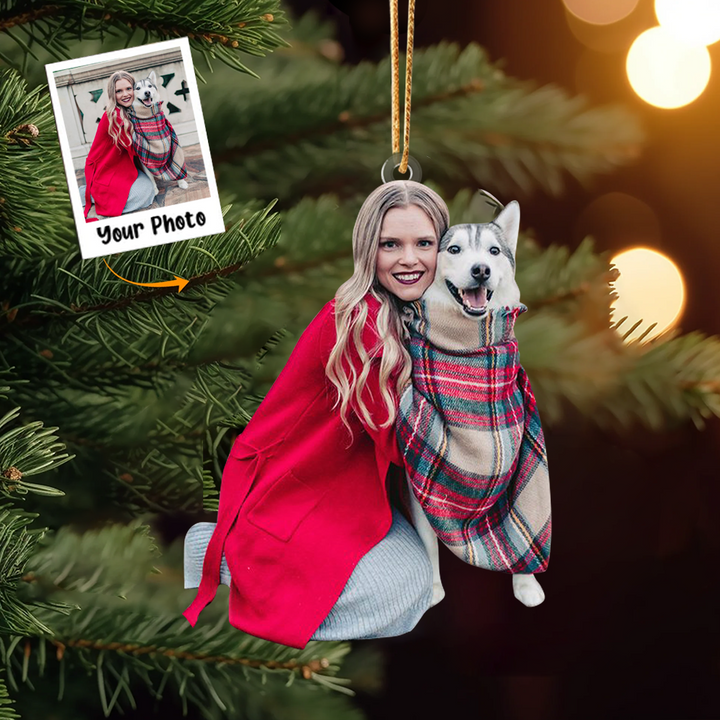 Custom Photo Ornament - Christmas Gift For Family Members, Dog Lovers, Dog Mom, Dog Dad | Vit