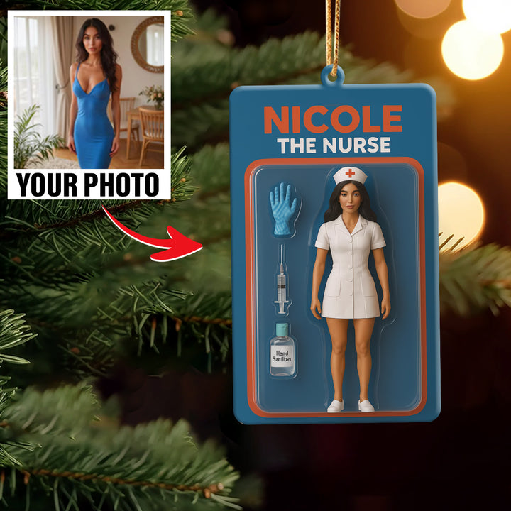 Turn Your Photo into an Action Figure - Custom Photo Ornament Toy Box Portrait | Nurse