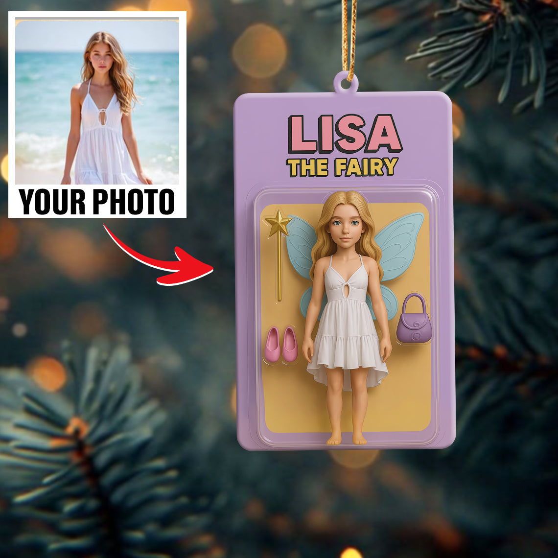 Turn Your Photo into an Action Figure - Custom Photo Ornament Toy Box Portrait | Fairy