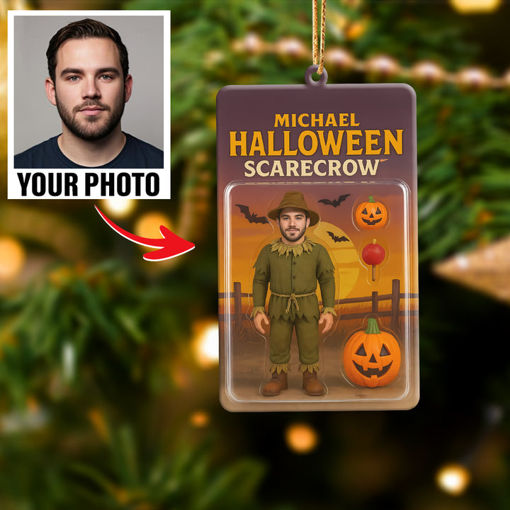 Turn Your Photo into an Action Figure - Custom Photo Ornament Toy Box Portrait | Halloween Scarecrow