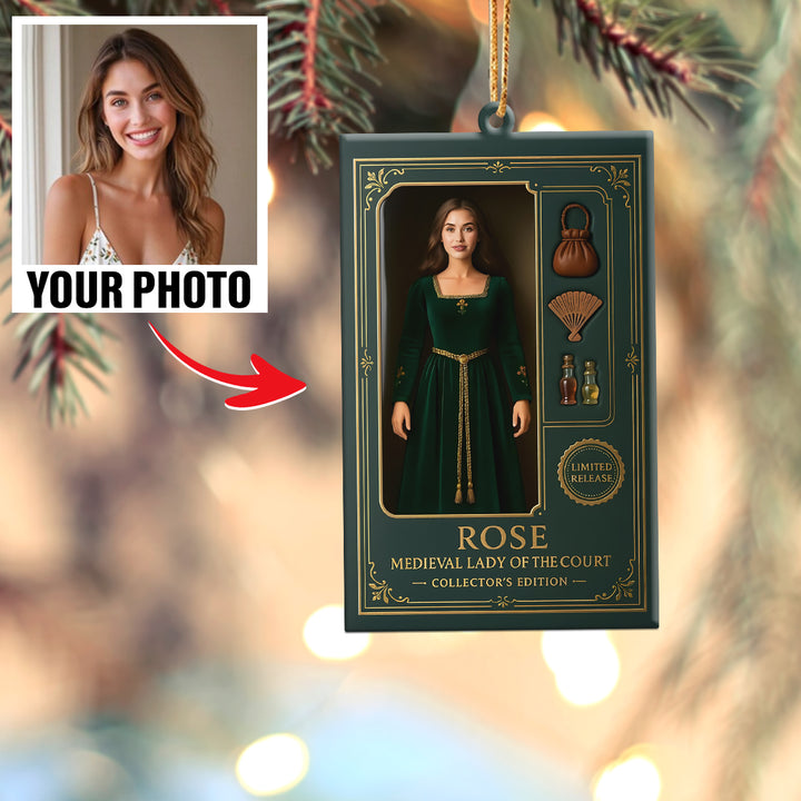 Turn Your Photo into an Action Figure - Custom Photo Ornament Toy Box Portrait | Medieval Lady