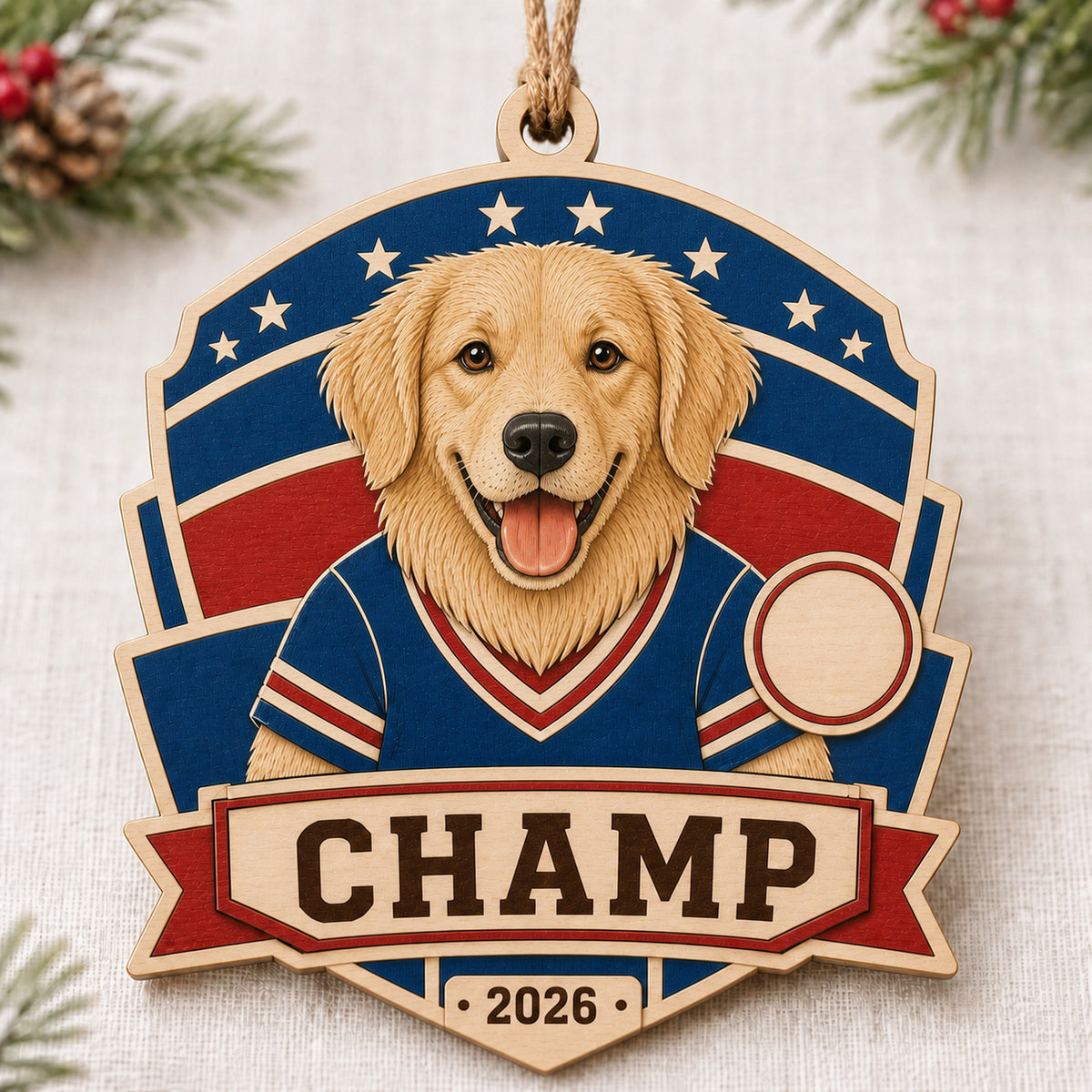 Personalized Sports Jersey Pup Photo Wood Ornament - Custom Pet Keepsake - image 3