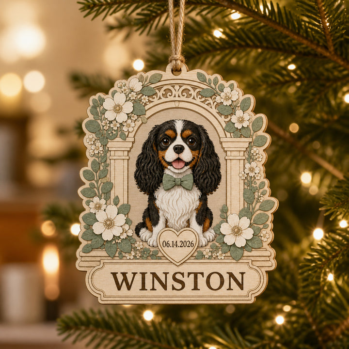 Personalized Wedding Pup Photo Wood Ornament - Custom Pet Keepsake - image 1