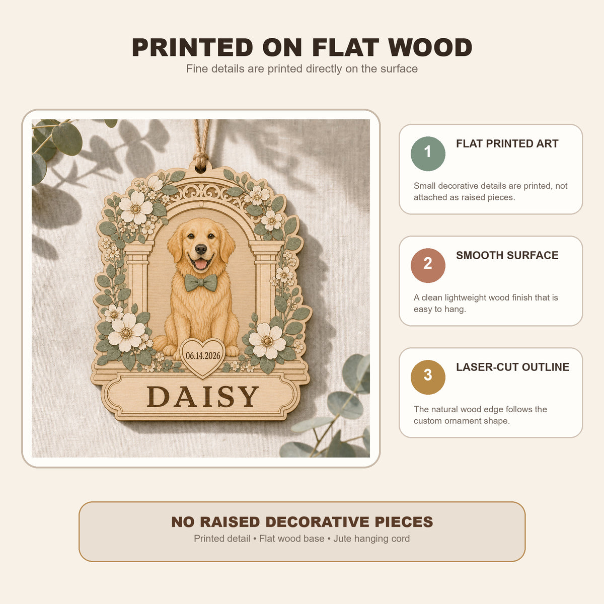Personalized Wedding Pup Photo Wood Ornament - Custom Pet Keepsake - image 9