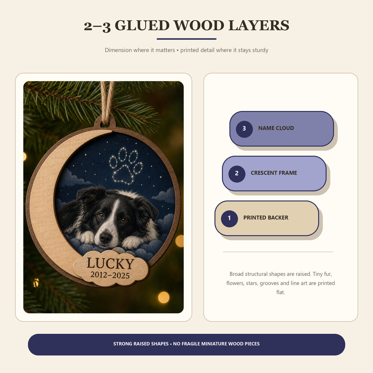 Personalized Celestial Goodnight Pet Memorial Photo Wood Ornament - Custom Pet Keepsake - image 9