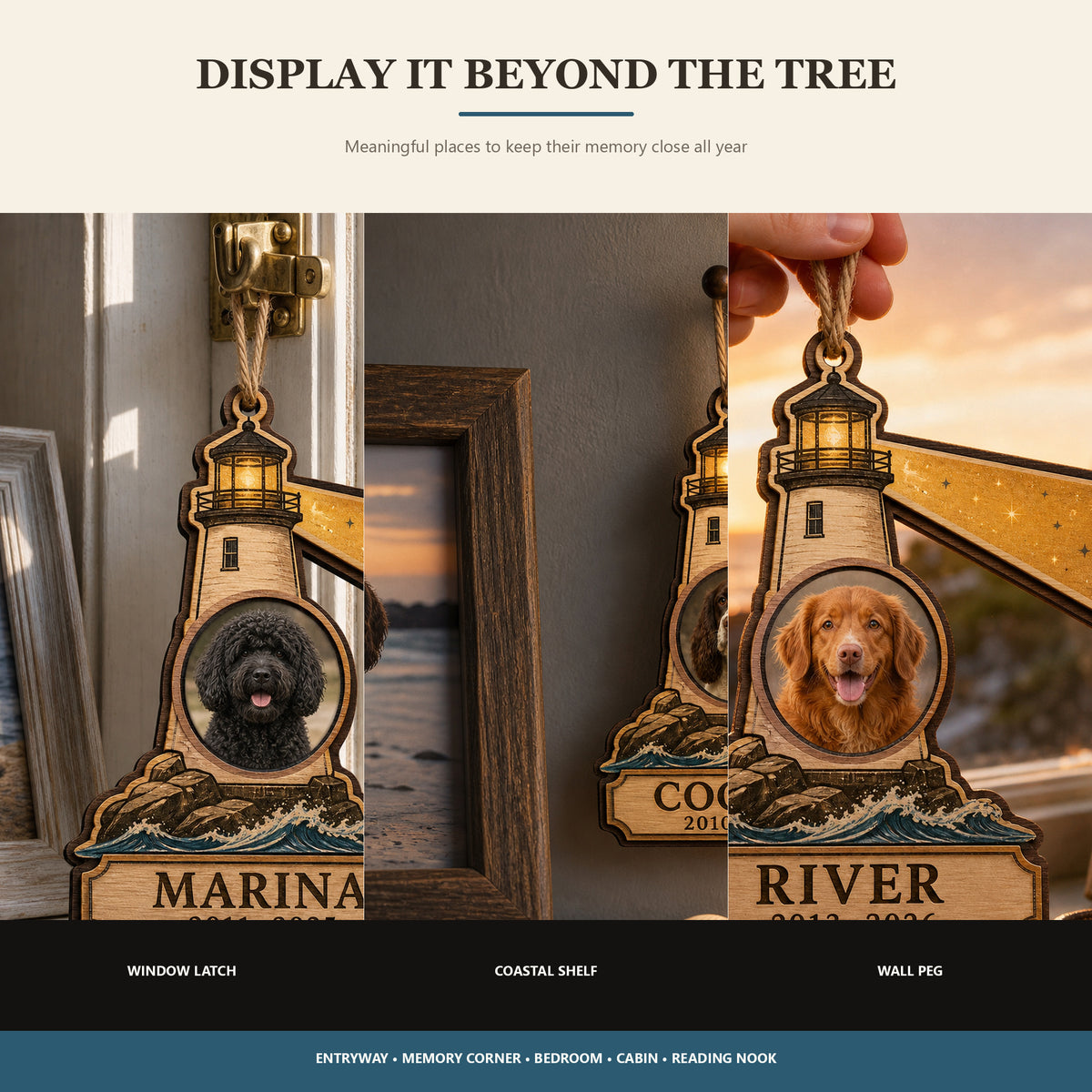 Personalized Guiding Light Pet Memorial Photo Wood Ornament - Custom Pet Keepsake - image 2