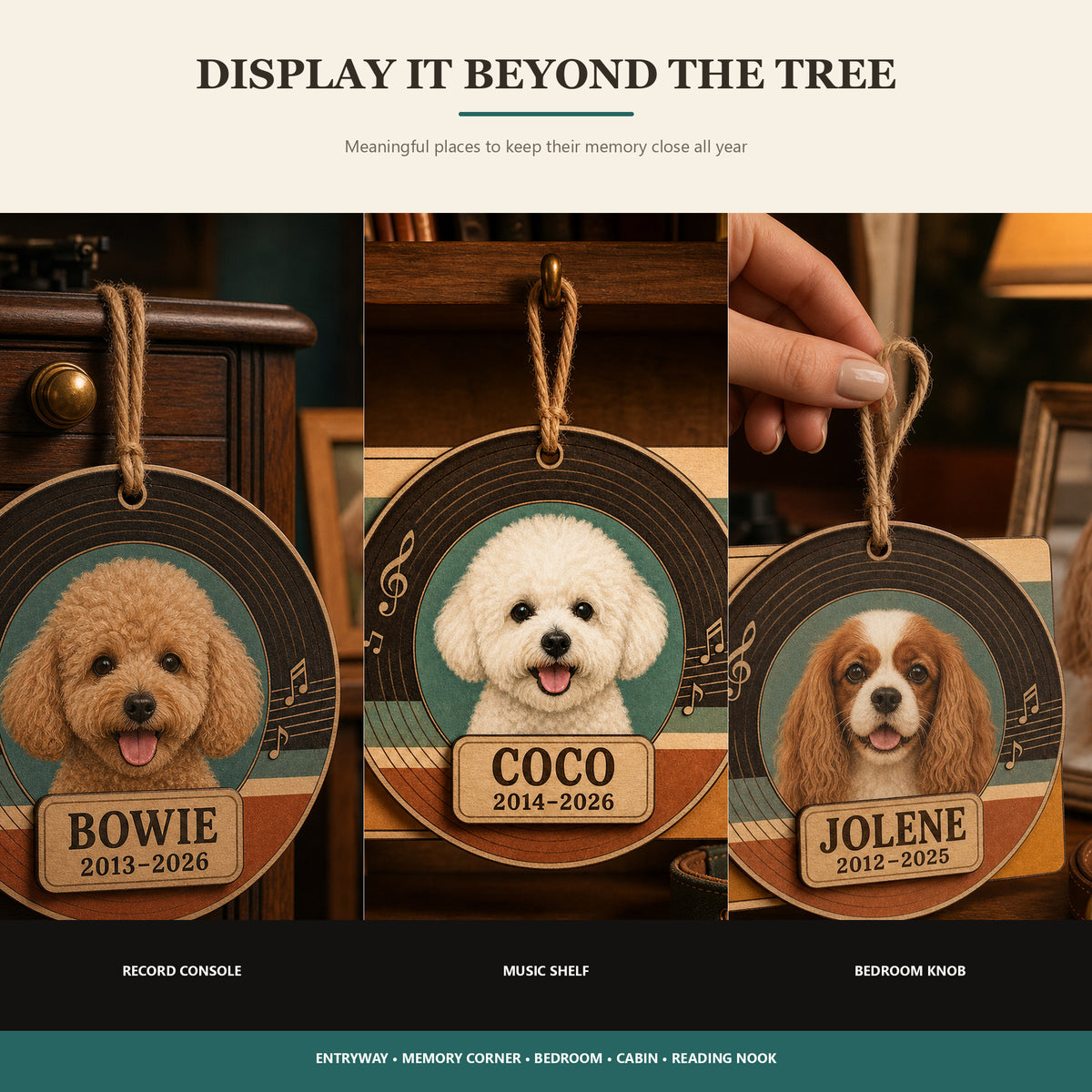 Personalized Memory Melody Pet Memorial Photo Wood Ornament - Custom Pet Keepsake - image 2