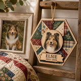 Personalized Memory Quilt Pet Memorial Photo Wood Ornament - Custom Pet Keepsake - image 3