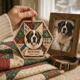 Personalized Memory Quilt Pet Memorial Photo Wood Ornament - Custom Pet Keepsake - image 4