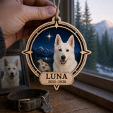 Personalized Moonlit Trail Compass Pet Memorial Photo Wood Ornament - Custom Pet Keepsake - image 4