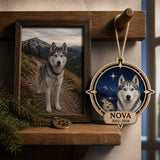 Personalized Moonlit Trail Compass Pet Memorial Photo Wood Ornament - Custom Pet Keepsake - image 5