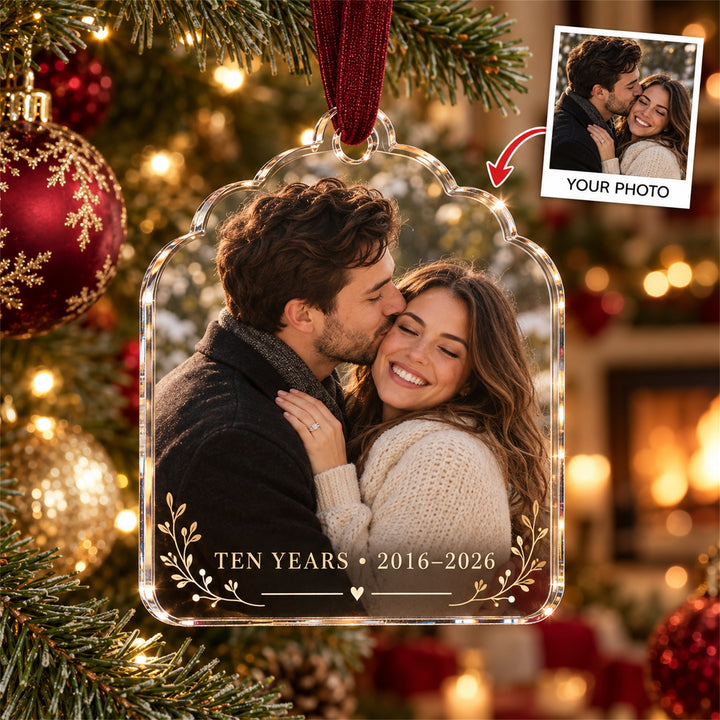 Personalized Tenth Anniversary Acrylic Ornament - Custom Photo Keepsake - image 1