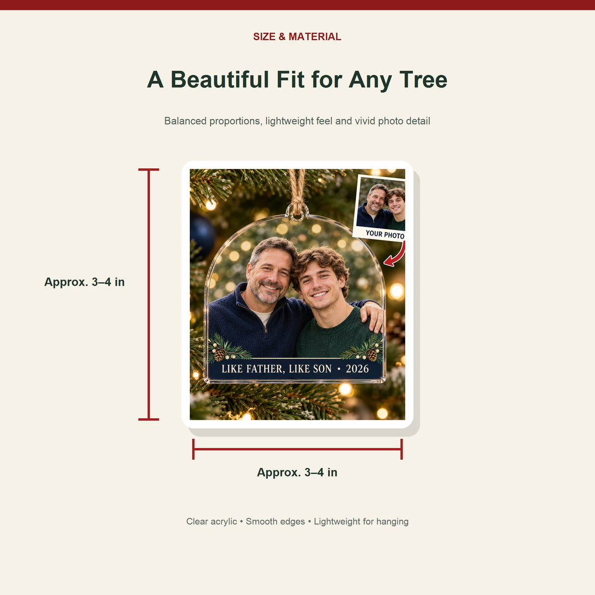 Personalized Father Son Acrylic Ornament - Custom Photo Keepsake - image 3