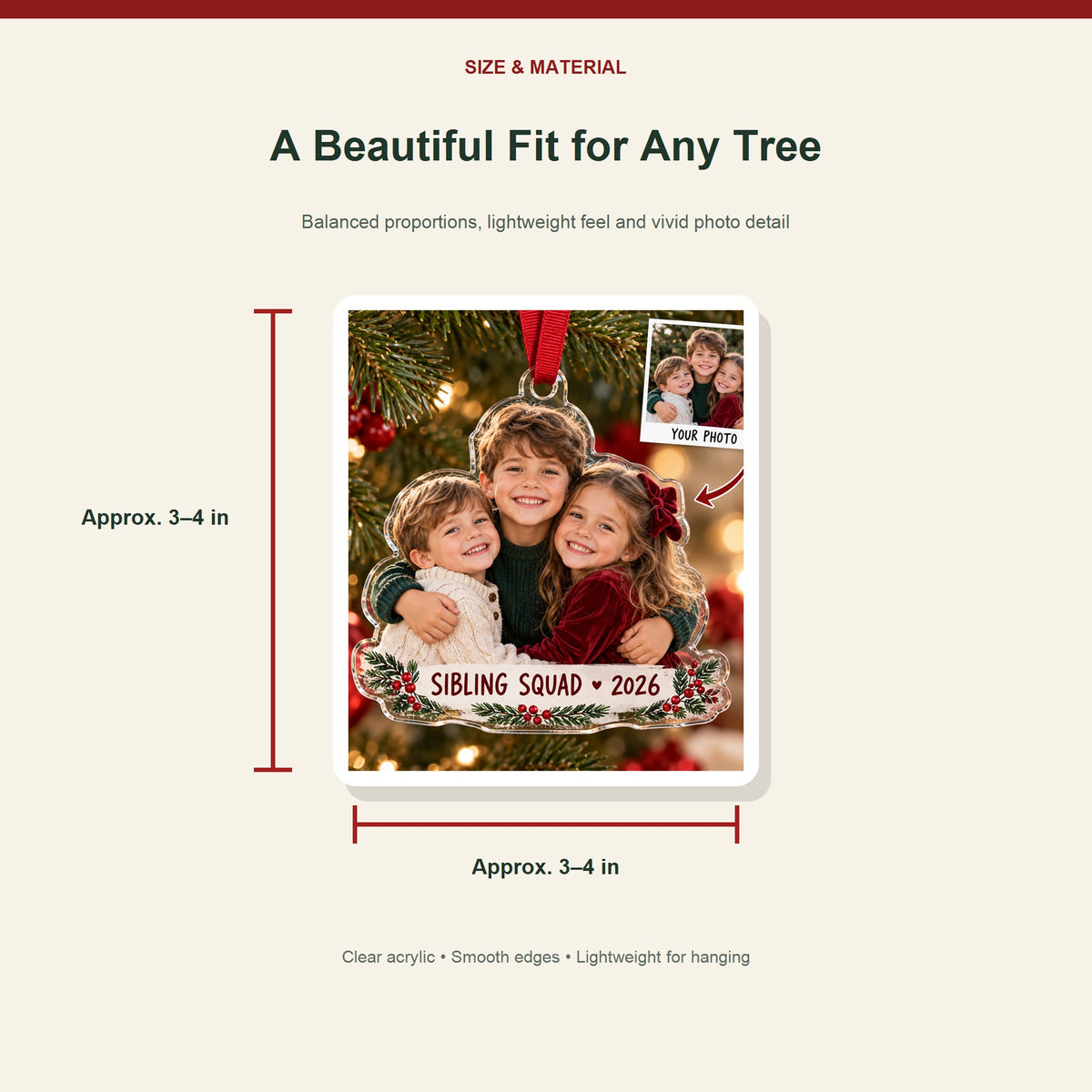 Personalized Siblings Acrylic Ornament - Custom Photo Keepsake - image 3