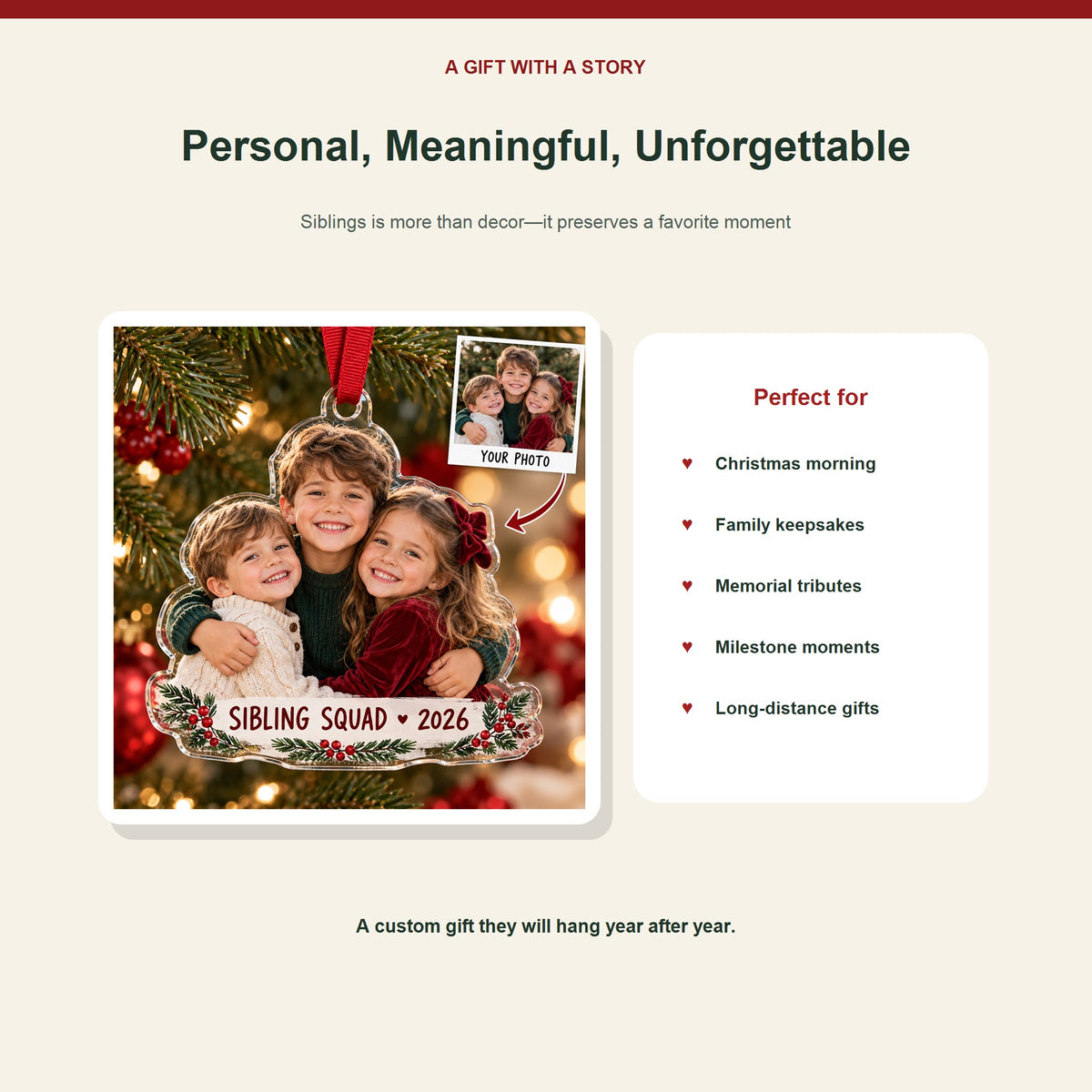 Personalized Siblings Acrylic Ornament - Custom Photo Keepsake - image 5