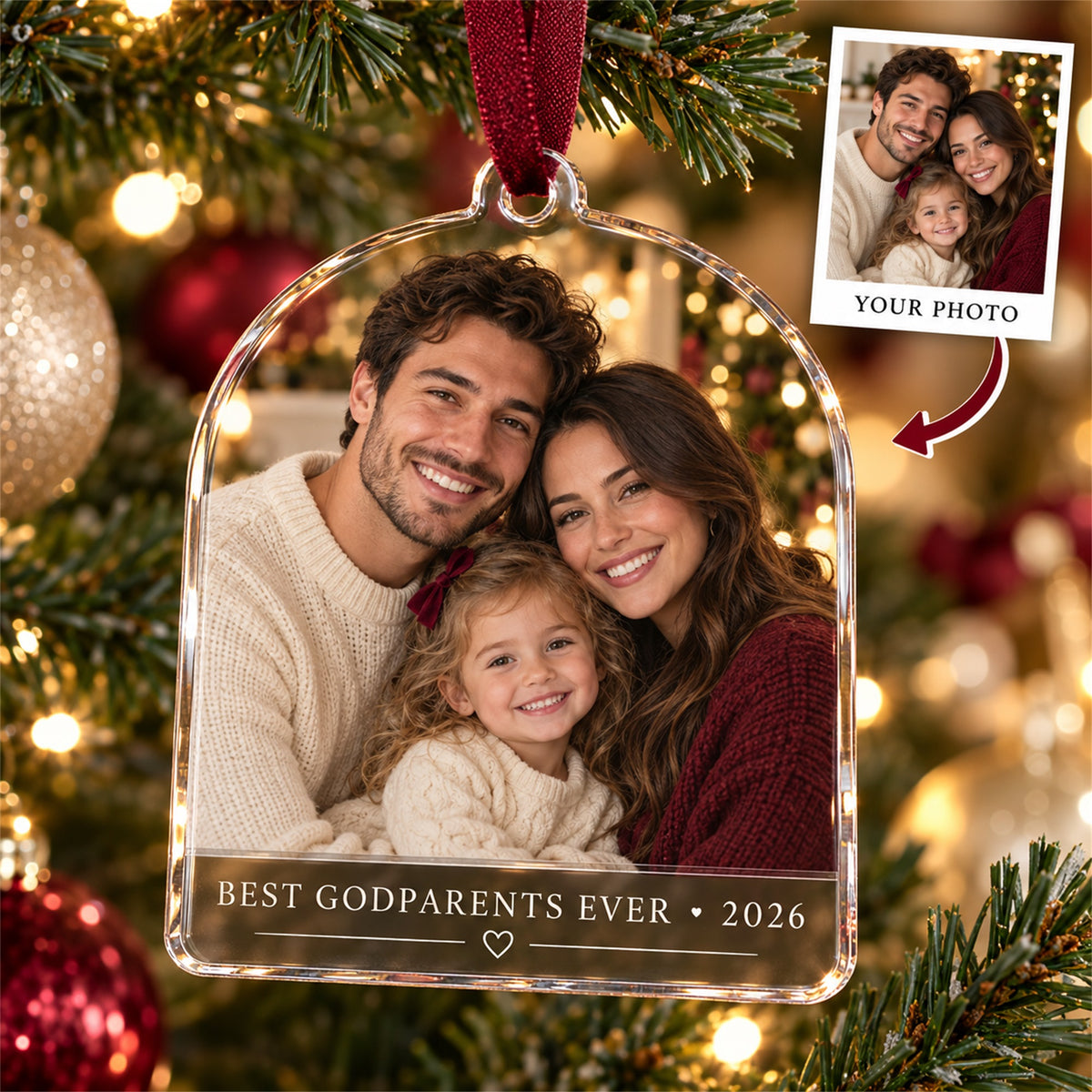 Personalized Godparents Acrylic Ornament - Custom Photo Keepsake - image 1