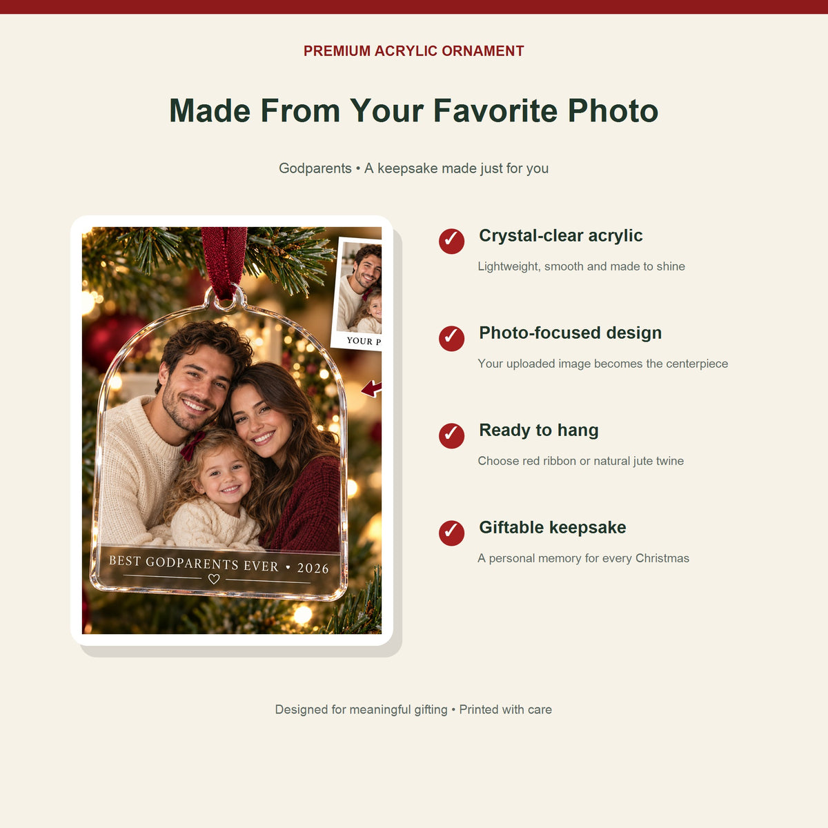 Personalized Godparents Acrylic Ornament - Custom Photo Keepsake - image 2