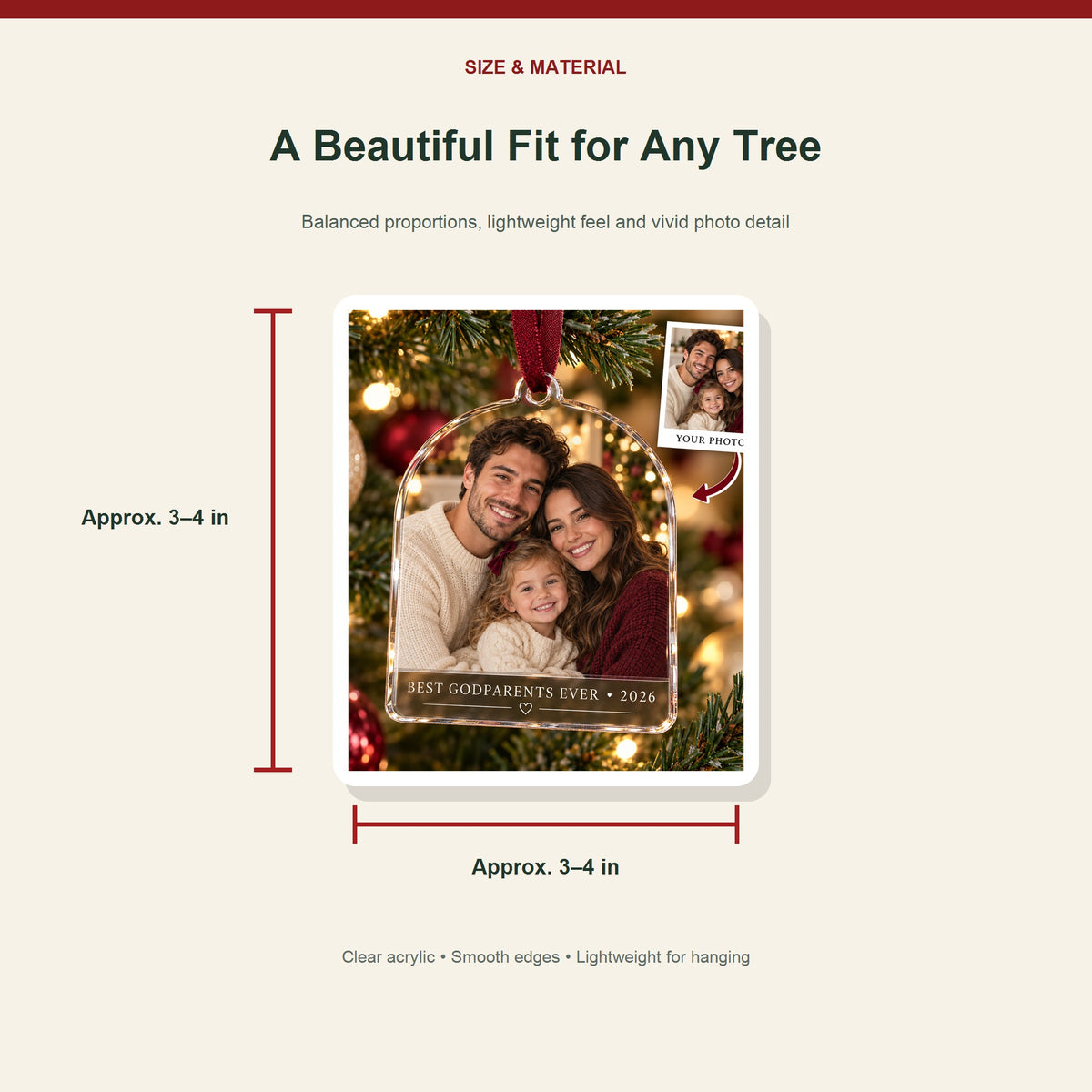 Personalized Godparents Acrylic Ornament - Custom Photo Keepsake - image 3