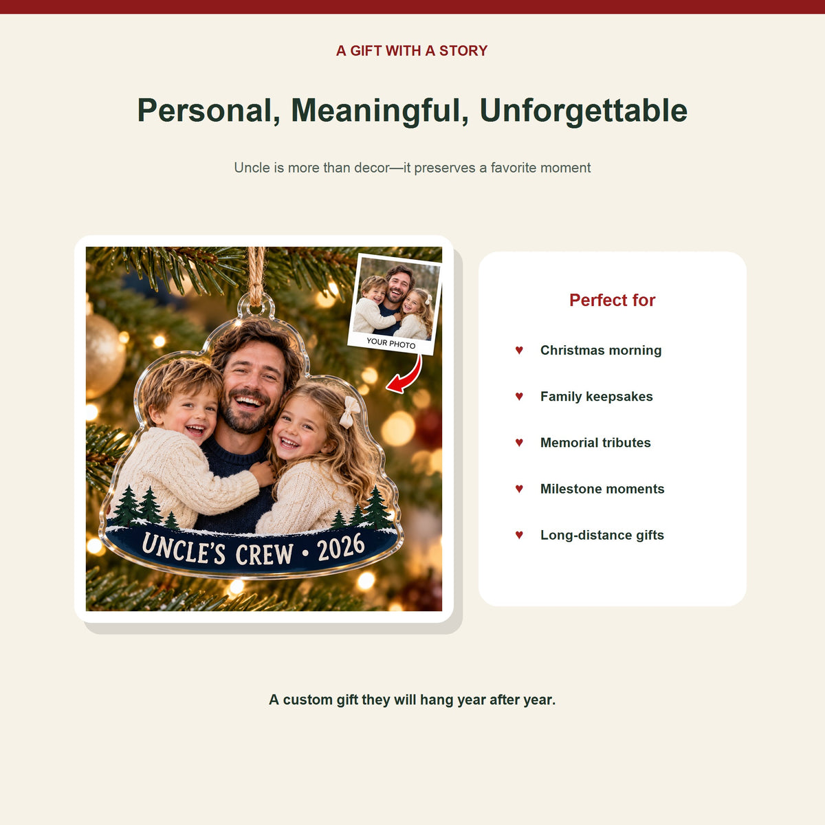 Personalized Uncle Acrylic Ornament - Custom Photo Keepsake - image 5