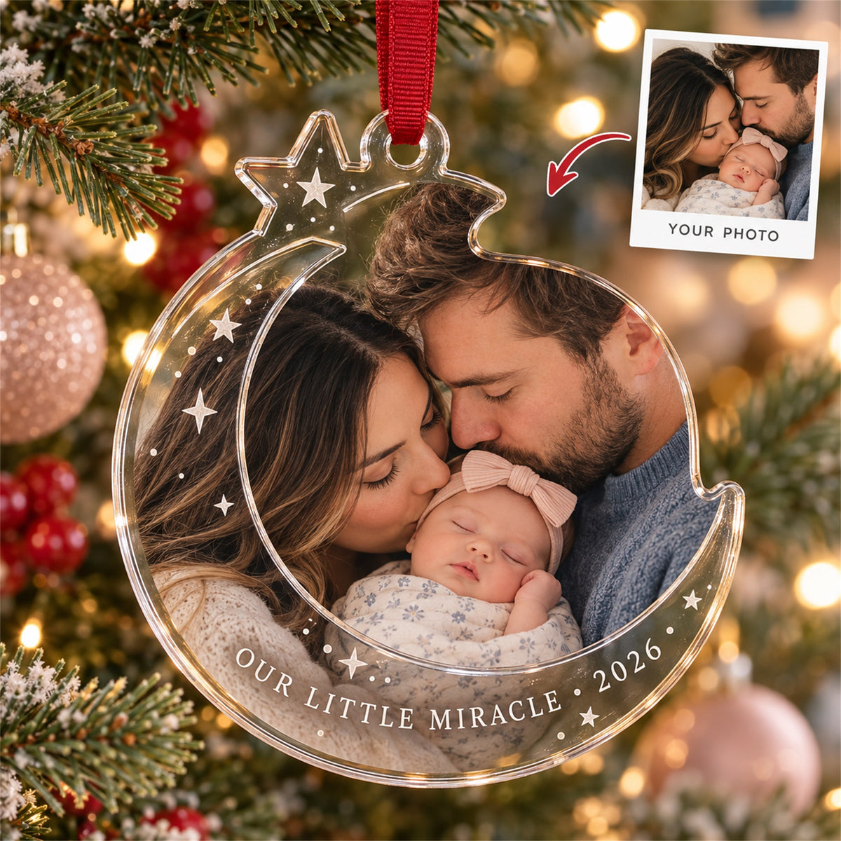 Personalized IVF Miracle Baby Acrylic Ornament - Custom Photo Keepsake - image 1