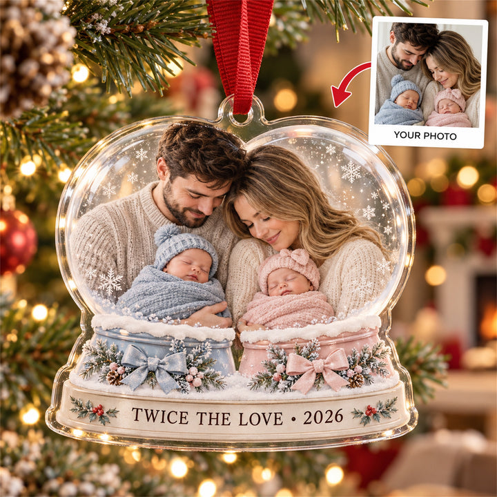 Personalized Twins First Christmas Acrylic Ornament - Custom Photo Keepsake - image 1