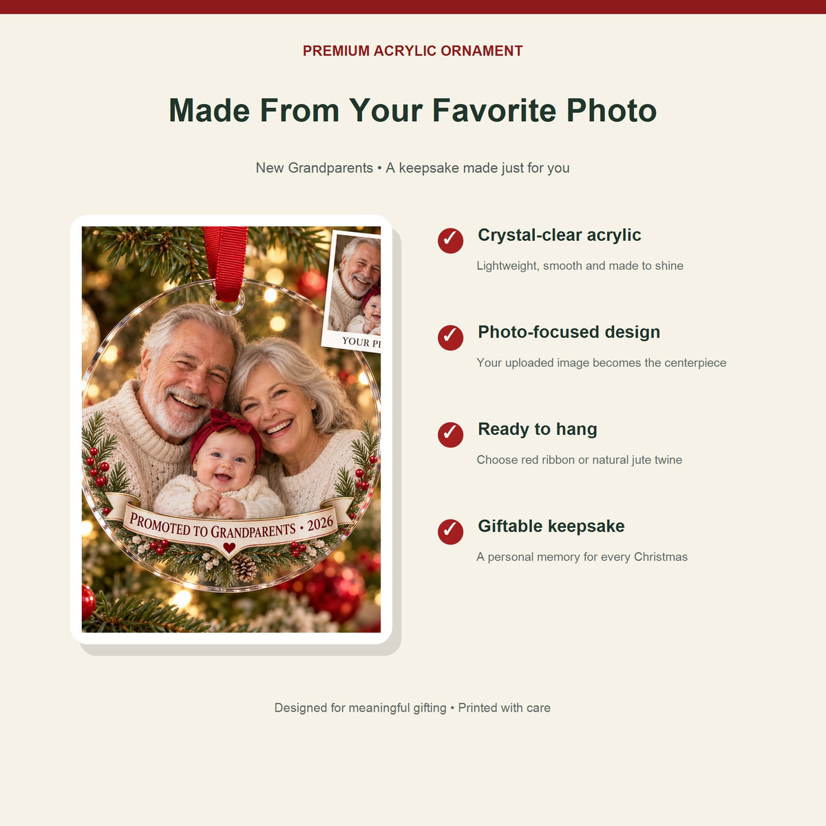 Personalized New Grandparents Acrylic Ornament - Custom Photo Keepsake - image 2