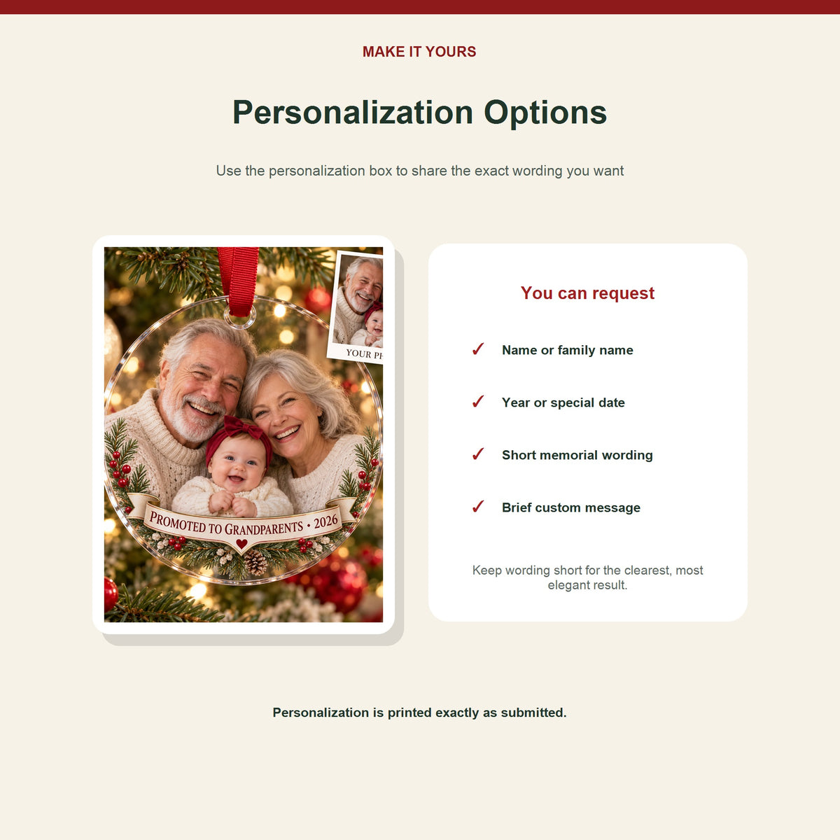 Personalized New Grandparents Acrylic Ornament - Custom Photo Keepsake - image 7