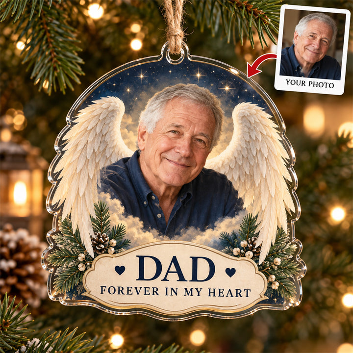Personalized Dad Memorial Acrylic Ornament - Custom Photo Keepsake - image 1