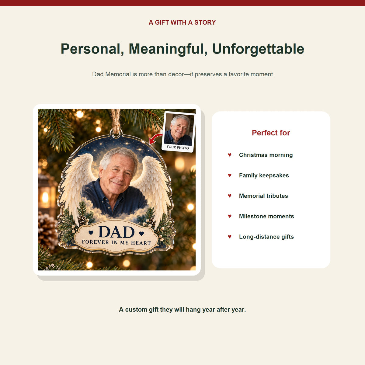 Personalized Dad Memorial Acrylic Ornament - Custom Photo Keepsake - image 5