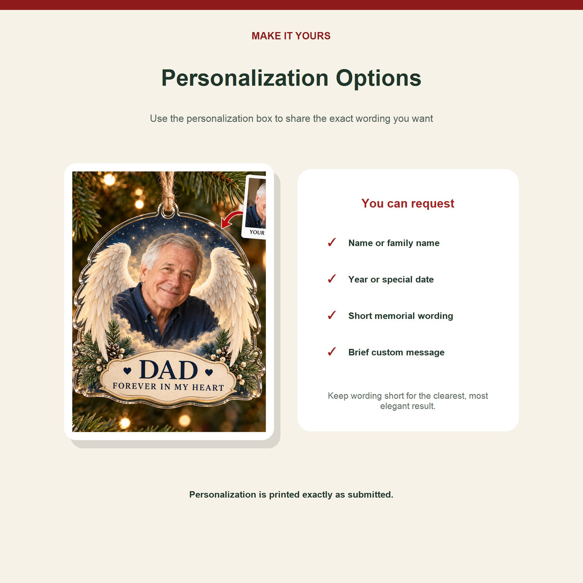 Personalized Dad Memorial Acrylic Ornament - Custom Photo Keepsake - image 7