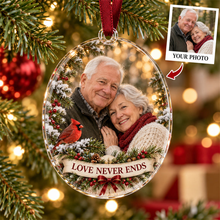 Personalized Memorial Couple Cardinal Acrylic Ornament - Custom Photo Keepsake - image 1