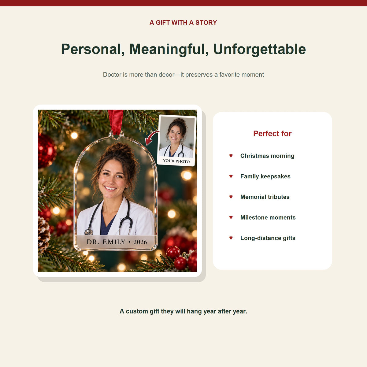 Personalized Doctor Photo Acrylic Ornament - Custom Christmas Keepsake - image 5