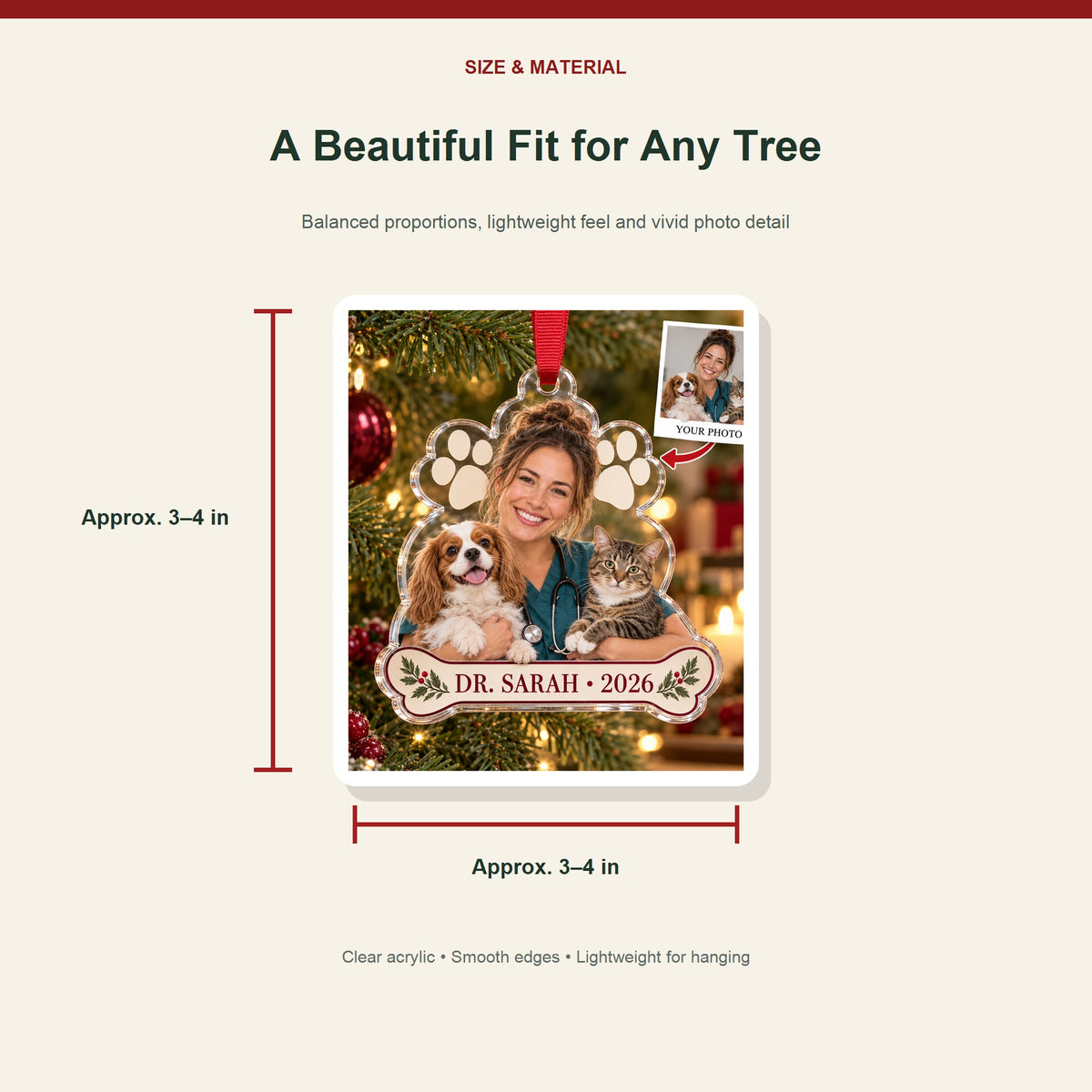 Personalized Veterinarian Photo Acrylic Ornament - Custom Christmas Keepsake - image 3