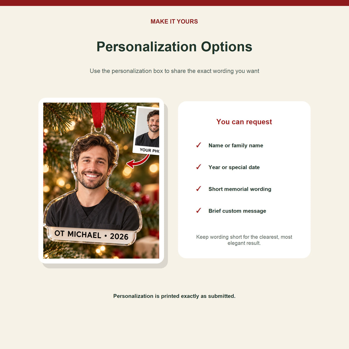 Personalized Occupational Therapist Photo Acrylic Ornament - Custom Christmas Keepsake - image 7