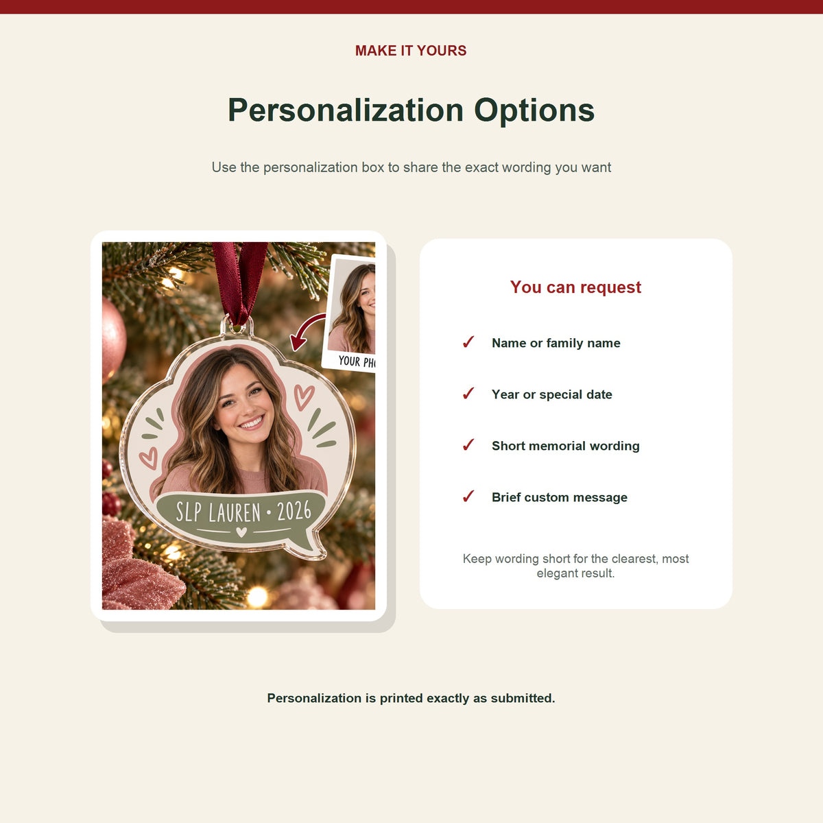 Personalized Speech Therapist Photo Acrylic Ornament - Custom Christmas Keepsake - image 7