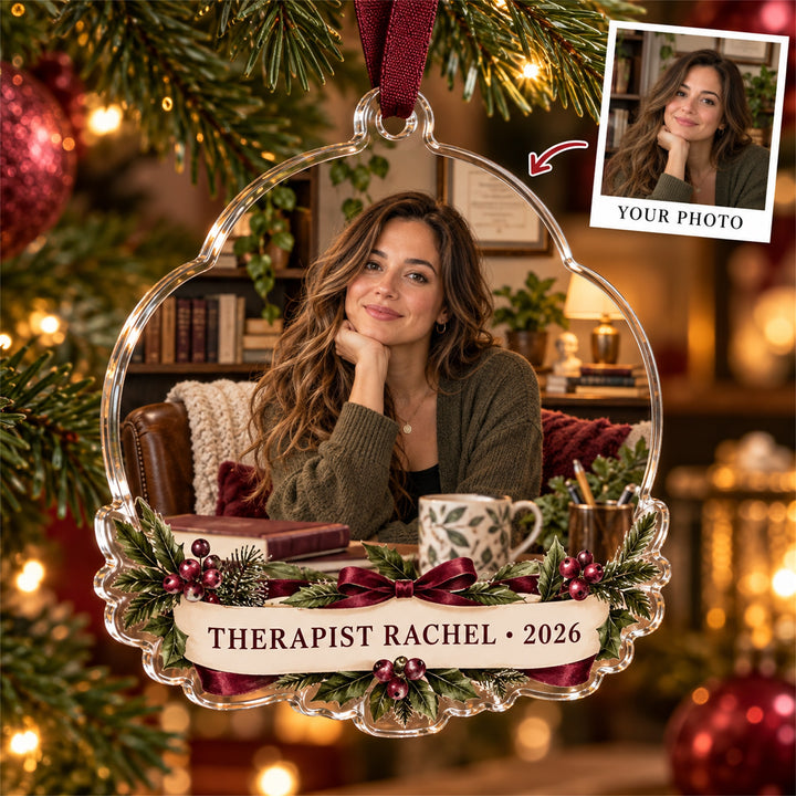Personalized Counselor Therapist Photo Acrylic Ornament - Custom Christmas Keepsake - image 1
