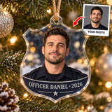 Personalized Police Officer Photo Acrylic Ornament - Custom Christmas Keepsake - image 1