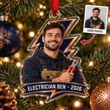 Personalized Electrician Photo Acrylic Ornament - Custom Christmas Keepsake - image 1
