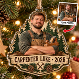 Personalized Carpenter Photo Acrylic Ornament - Custom Christmas Keepsake - image 1