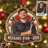 Personalized Mechanic Photo Acrylic Ornament - Custom Christmas Keepsake - image 1