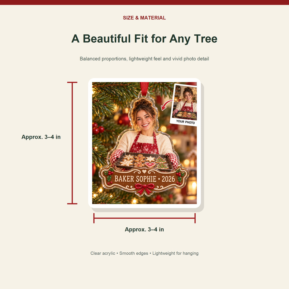 Personalized Baker Photo Acrylic Ornament - Custom Christmas Keepsake - image 3