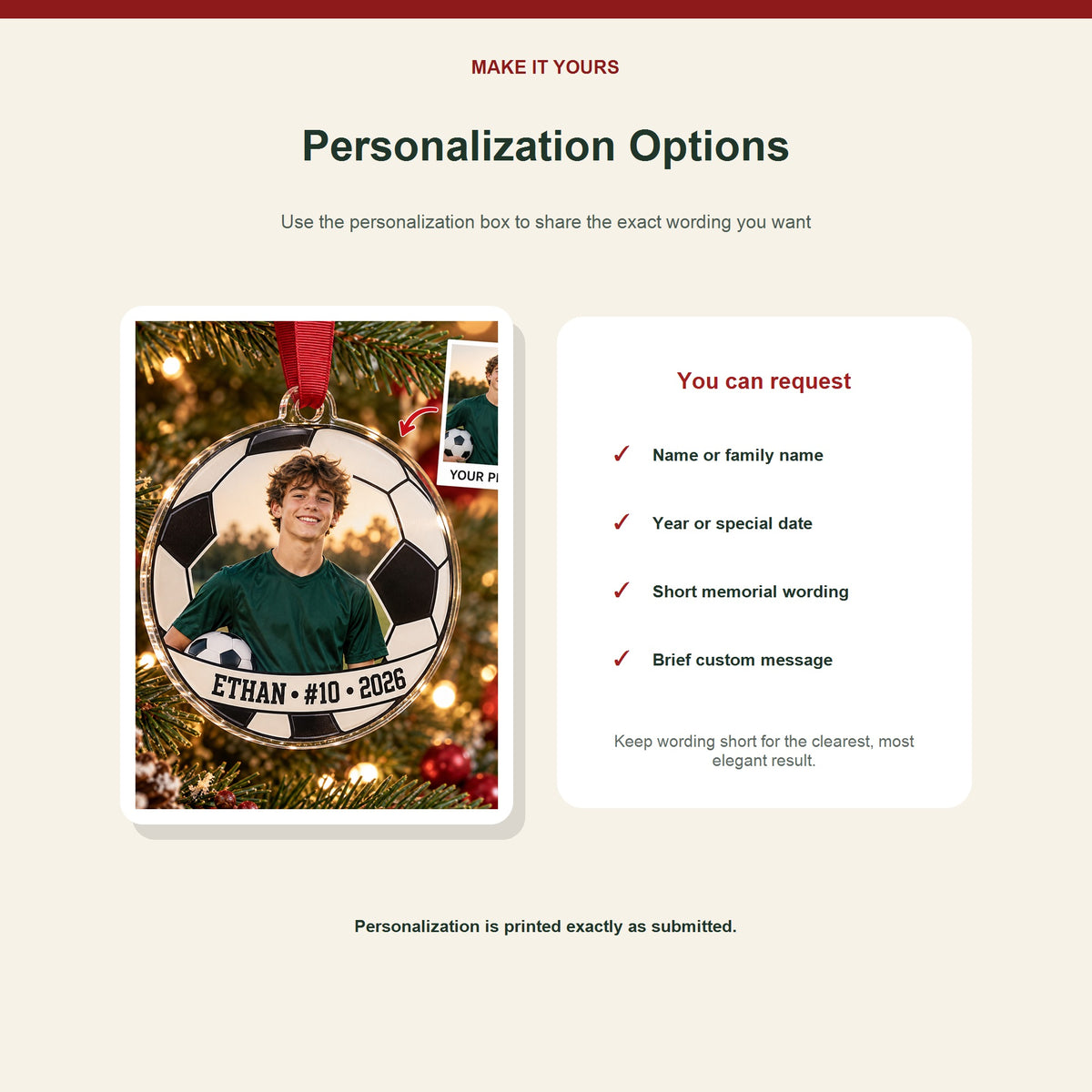 Personalized Soccer Photo Acrylic Ornament - Custom Athlete Christmas Keepsake - image 7