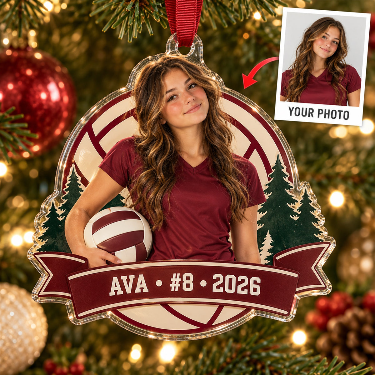 Personalized Volleyball Photo Acrylic Ornament - Custom Athlete Christmas Keepsake - image 1