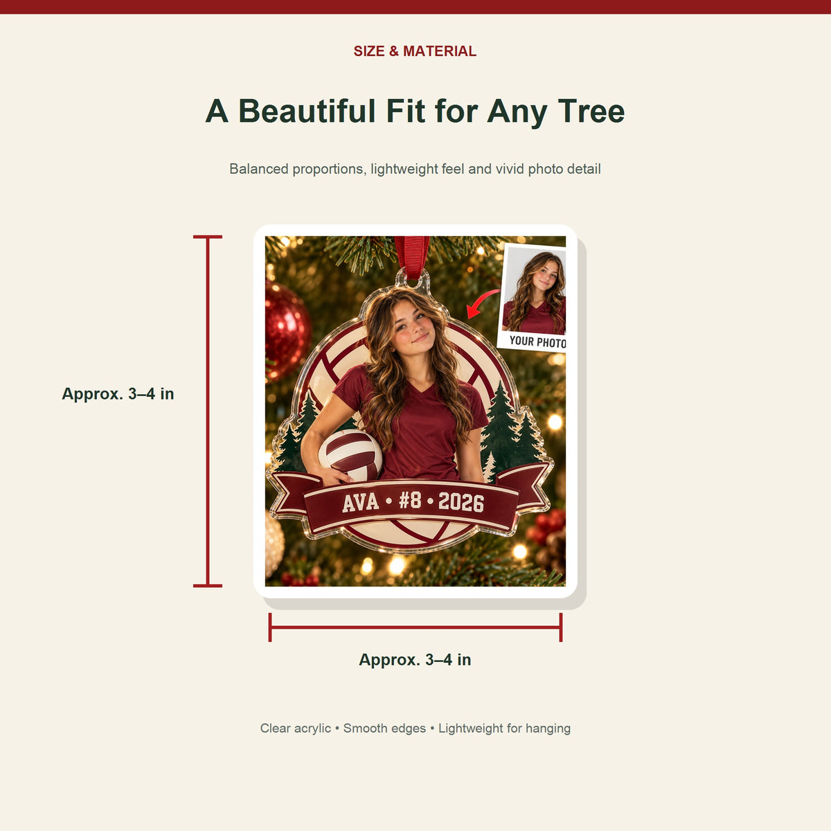 Personalized Volleyball Photo Acrylic Ornament - Custom Athlete Christmas Keepsake - image 3
