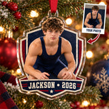 Personalized Wrestler Photo Acrylic Ornament - Custom Athlete Christmas Keepsake - image 1