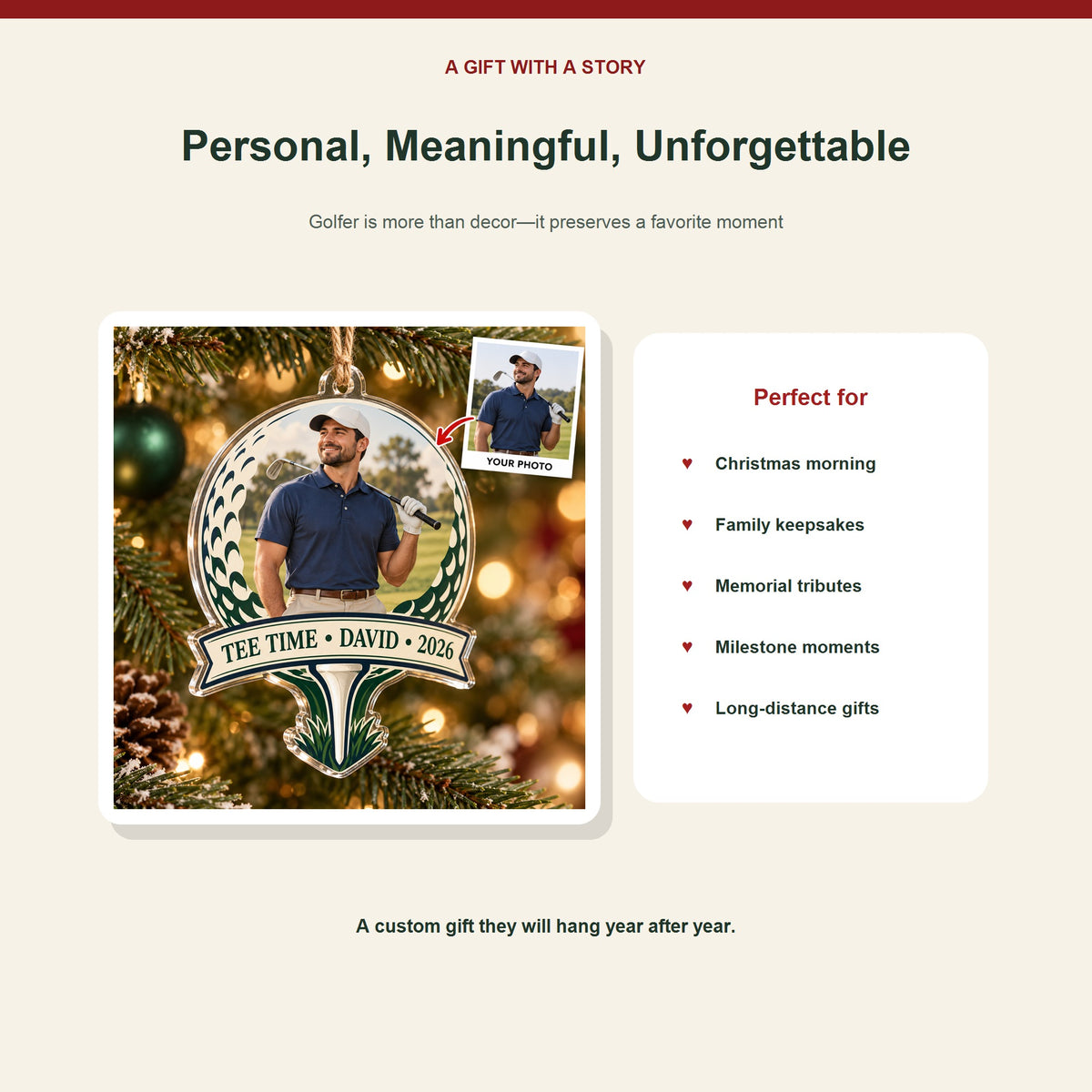 Personalized Golfer Photo Acrylic Ornament - Custom Athlete Christmas Keepsake - image 5