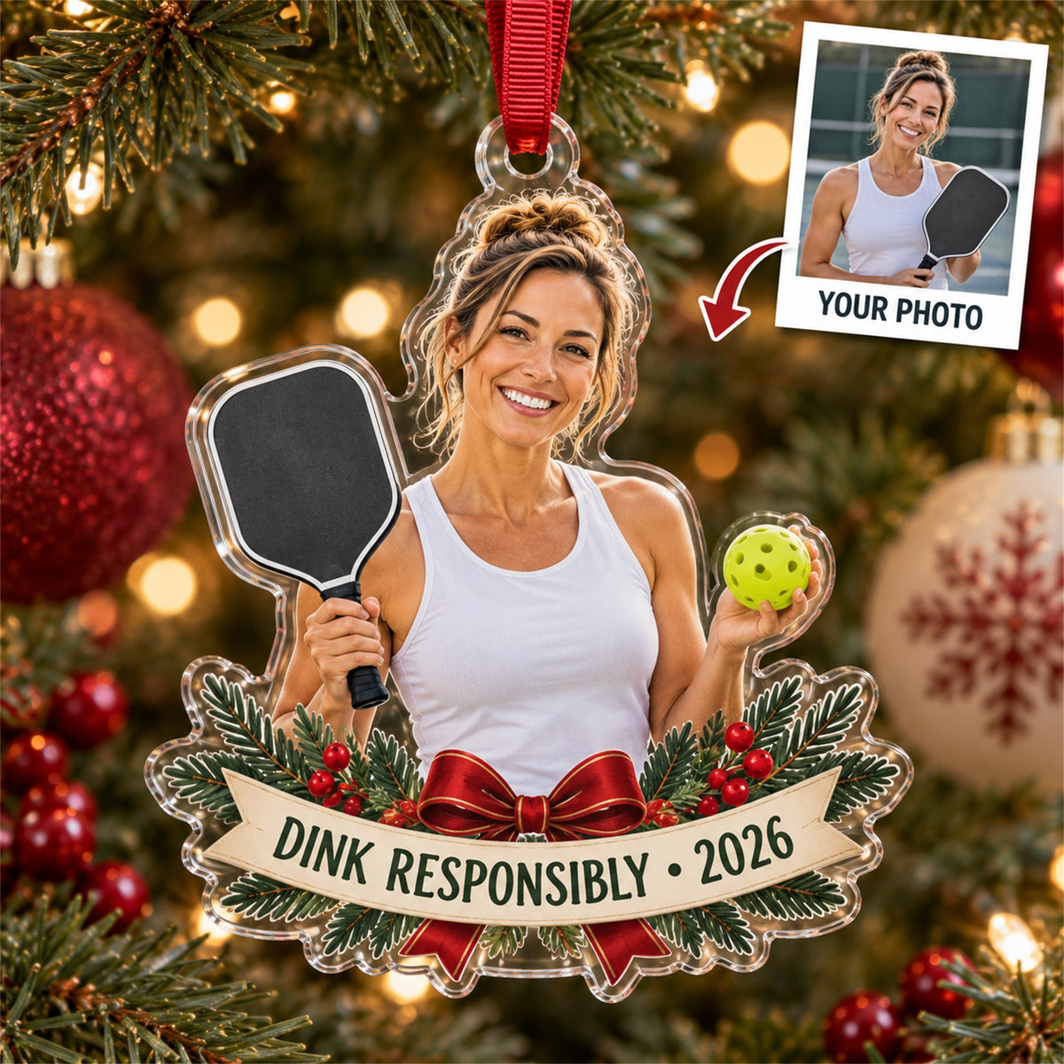 Personalized Pickleball Acrylic Ornament - Custom Photo Keepsake - image 1