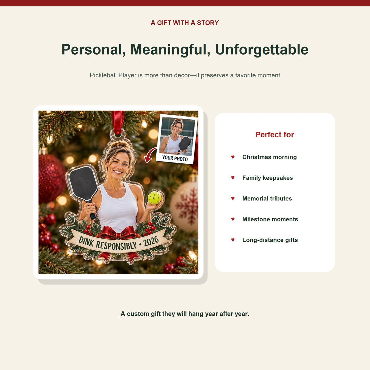 Personalized Pickleball Acrylic Ornament - Custom Photo Keepsake - image 5
