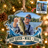 Personalized Fisherman Portrait Acrylic Ornament - Custom Photo Keepsake - image 1