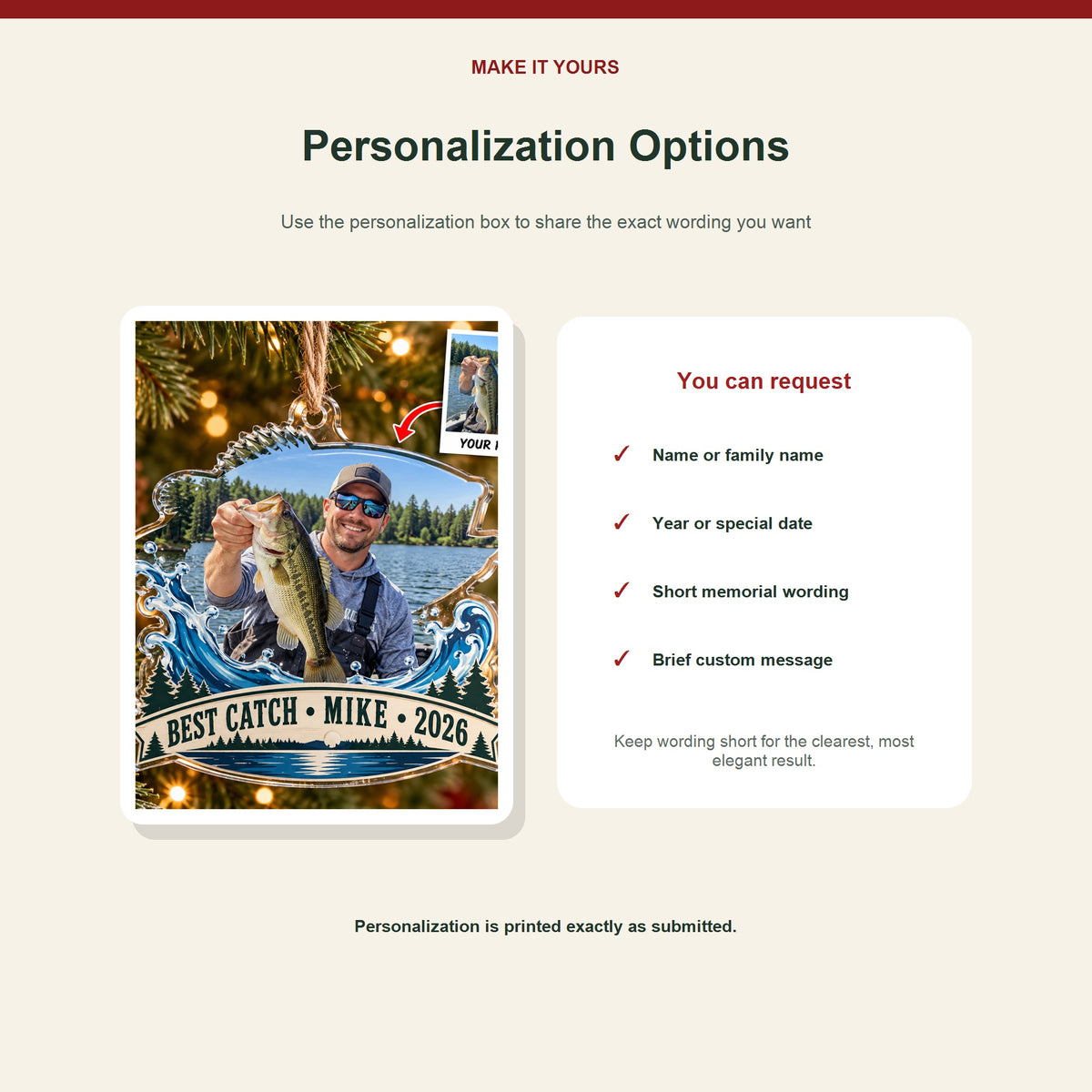 Personalized Fisherman Portrait Acrylic Ornament - Custom Photo Keepsake - image 7